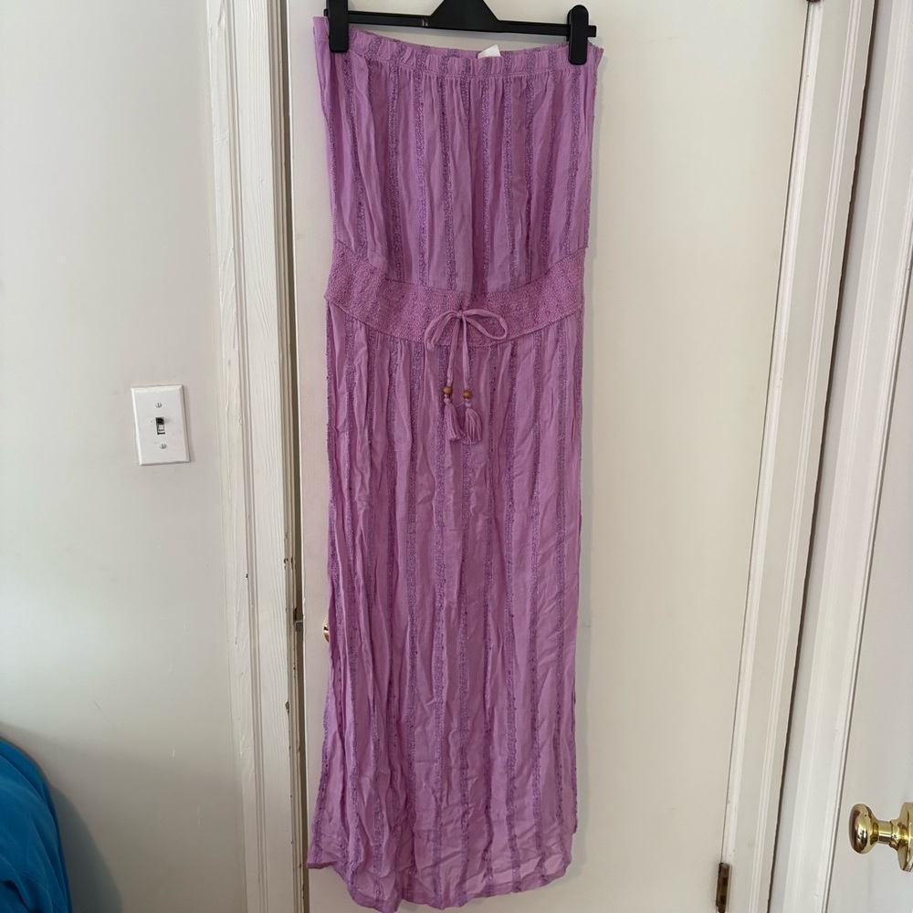 Lavender Soluna Swim Smocked Waist  Strapless Maxi Dress
